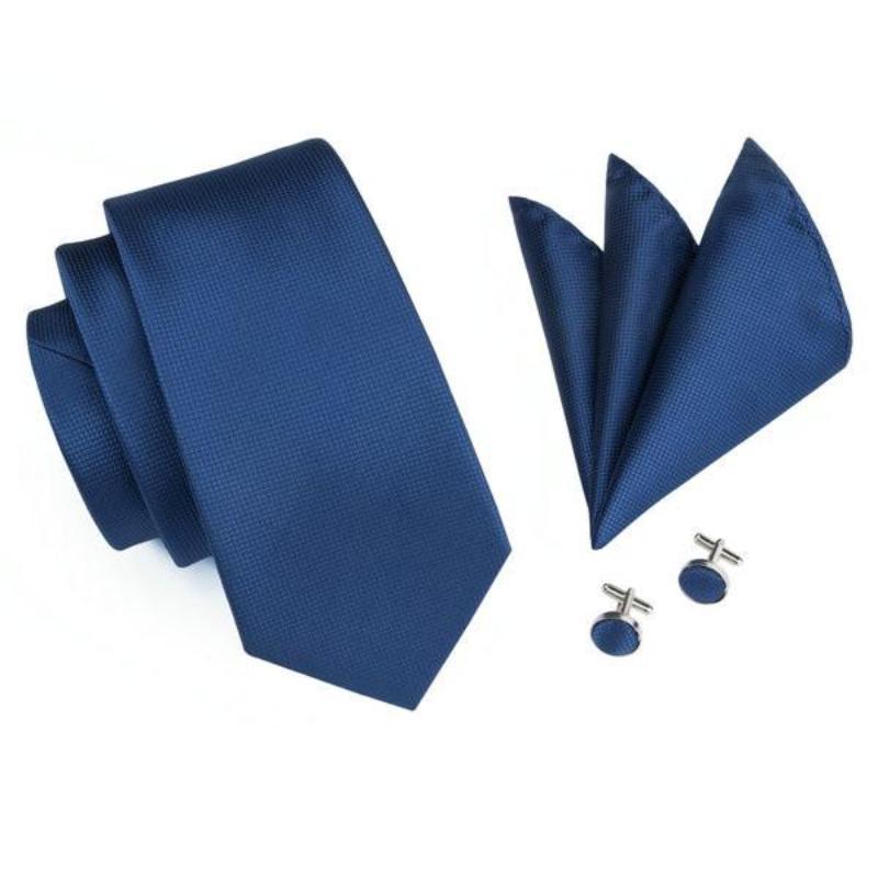 Deep Blue Tie, Pocket Square and Cufflinks tie sets    - Sophisticated Gentlemen