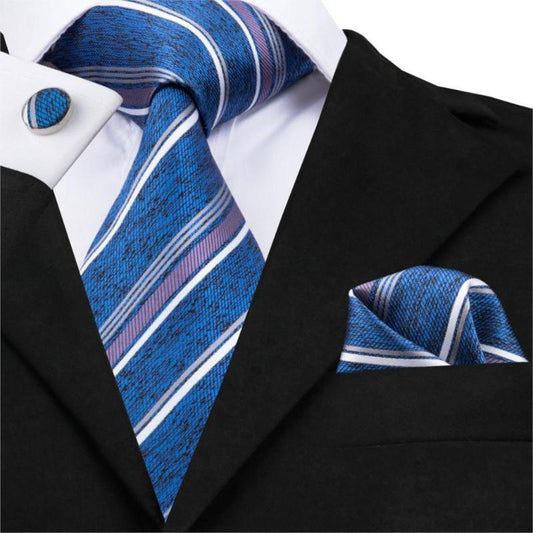 Denim Tie, Pocket Square and Cufflinks tie sets    - Sophisticated Gentlemen