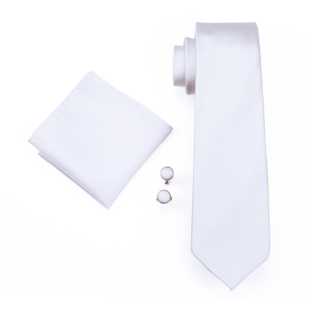 Plain White Tie, Pocket Square and Cufflinks tie sets    - Sophisticated Gentlemen