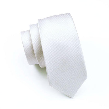 Plain White Tie, Pocket Square and Cufflinks tie sets    - Sophisticated Gentlemen