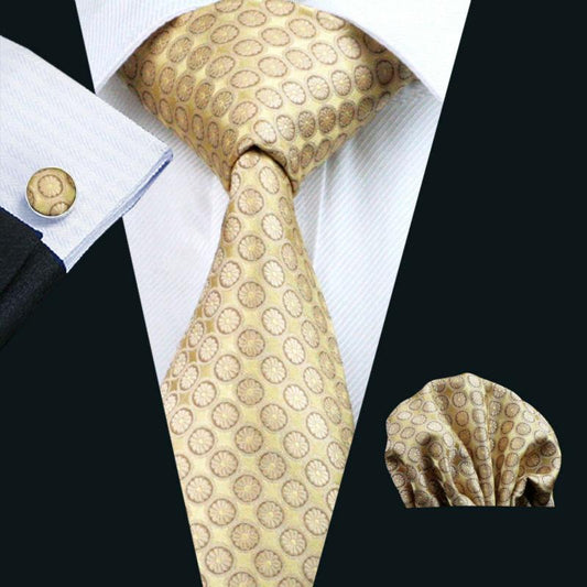 Round Brilliant Tie, Pocket Square and Cufflinks tie sets Standard packaging   - Sophisticated Gentlemen