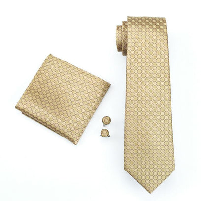 Round Brilliant Tie, Pocket Square and Cufflinks tie sets    - Sophisticated Gentlemen