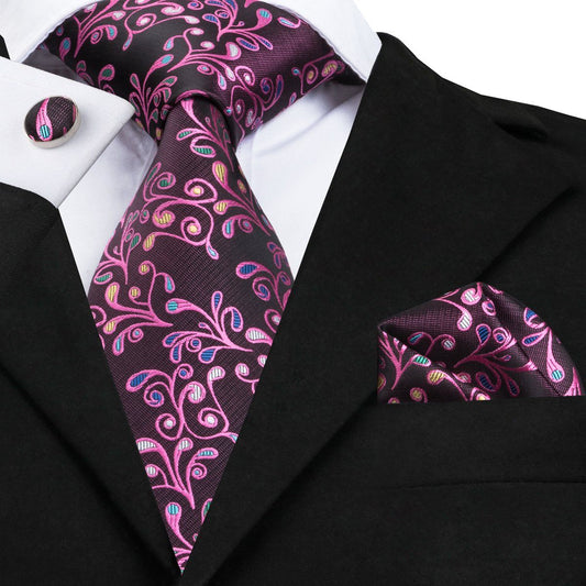 Spring Florals Tie, Pocket Square and Cufflinks Set tie sets Standard packaging   - Sophisticated Gentlemen