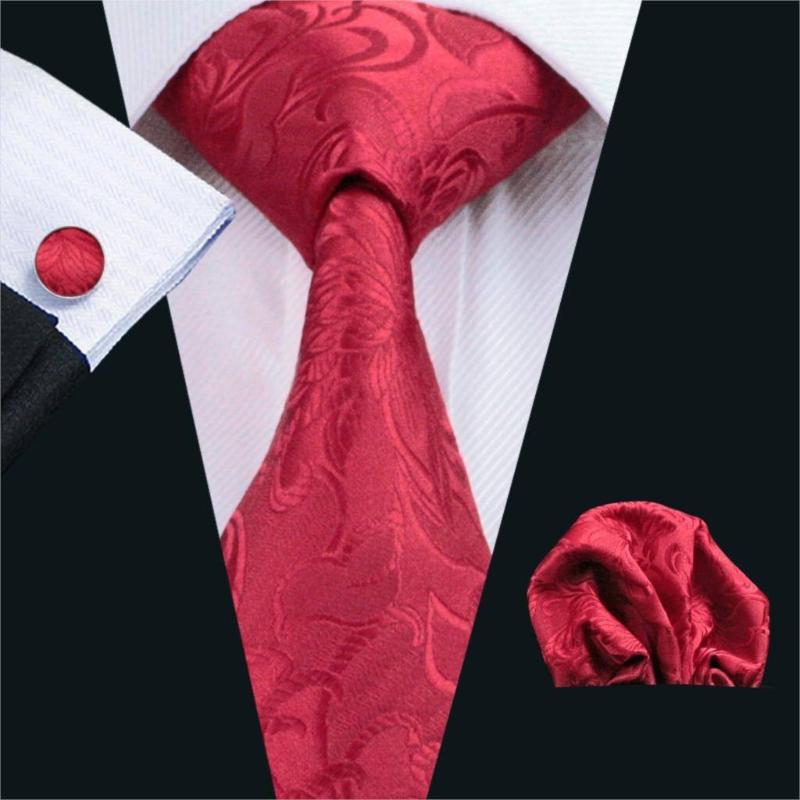 Tie, Pocket Square and Cufflinks In Floral Red Tie sets    - Sophisticated Gentlemen