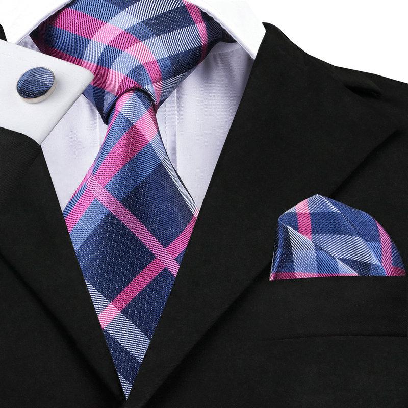 Tie, Pocket Square and Cufflinks In Lilac and Dark Blue tie sets    - Sophisticated Gentlemen