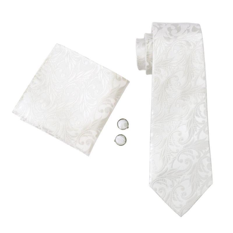 Wedding Day White Tie, Pocket Square and Cufflinks tie sets    - Sophisticated Gentlemen