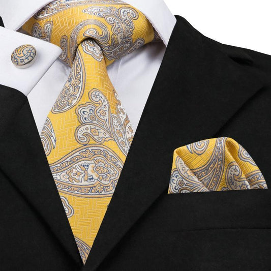 Wheat Fields Tie, Pocket Square and Cufflinks Set tie sets    - Sophisticated Gentlemen