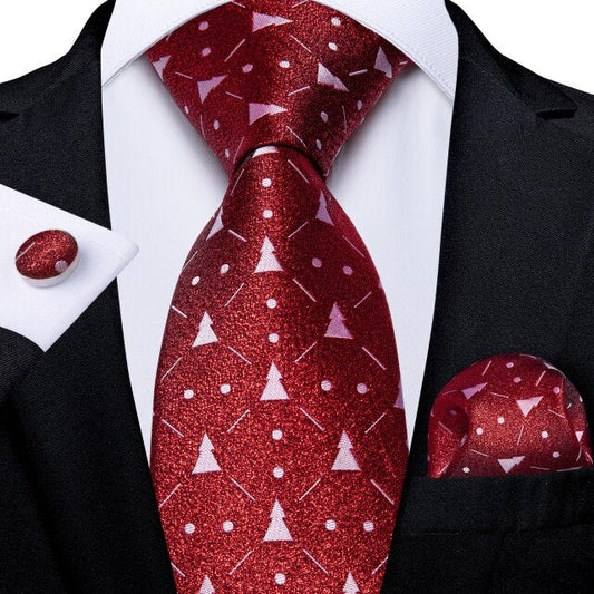 Sparkling Christmas Tree Tie, Pocket Square and Cufflinks tie sets Standard packaging   - Sophisticated Gentlemen