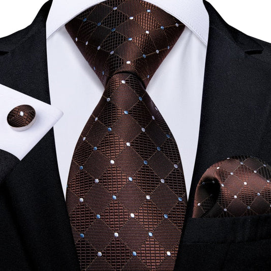 Chocolate Bar Silk Tie, Pocket Square and Cufflinks Set tie sets    - Sophisticated Gentlemen