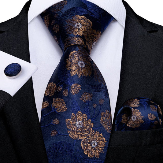 Midnight In Paris Silk Tie, Navy / Gold premium    - Sophisticated Gentlemen