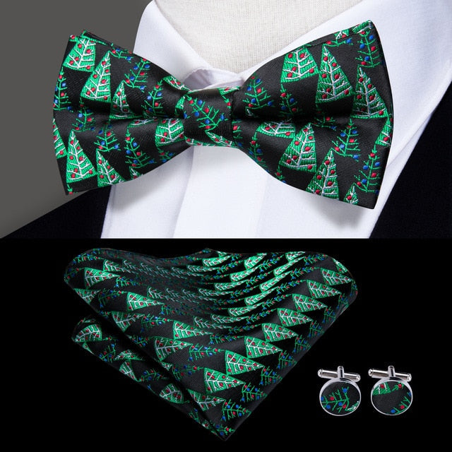 Christmas Trees Bow Tie, Pocket Square and Cufflinks - SOPHGENT