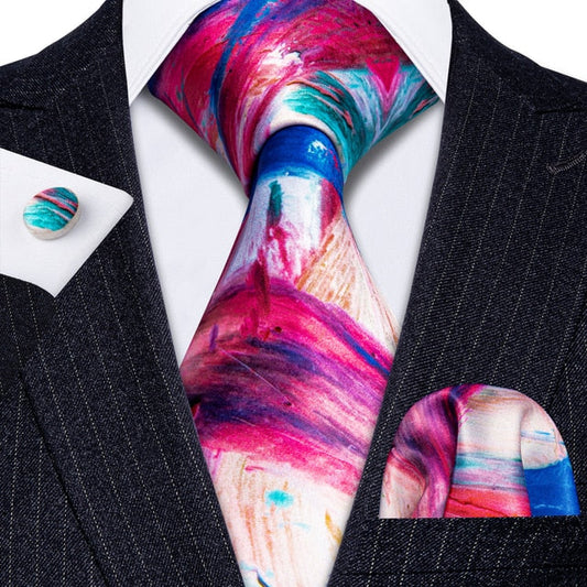 Memories Abstract Tie, Pocket Square and Cufflinks tie sets Standard packaging   - Sophisticated Gentlemen