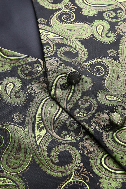 Black and Green Paisley Vest Set vest    - Sophisticated Gentlemen